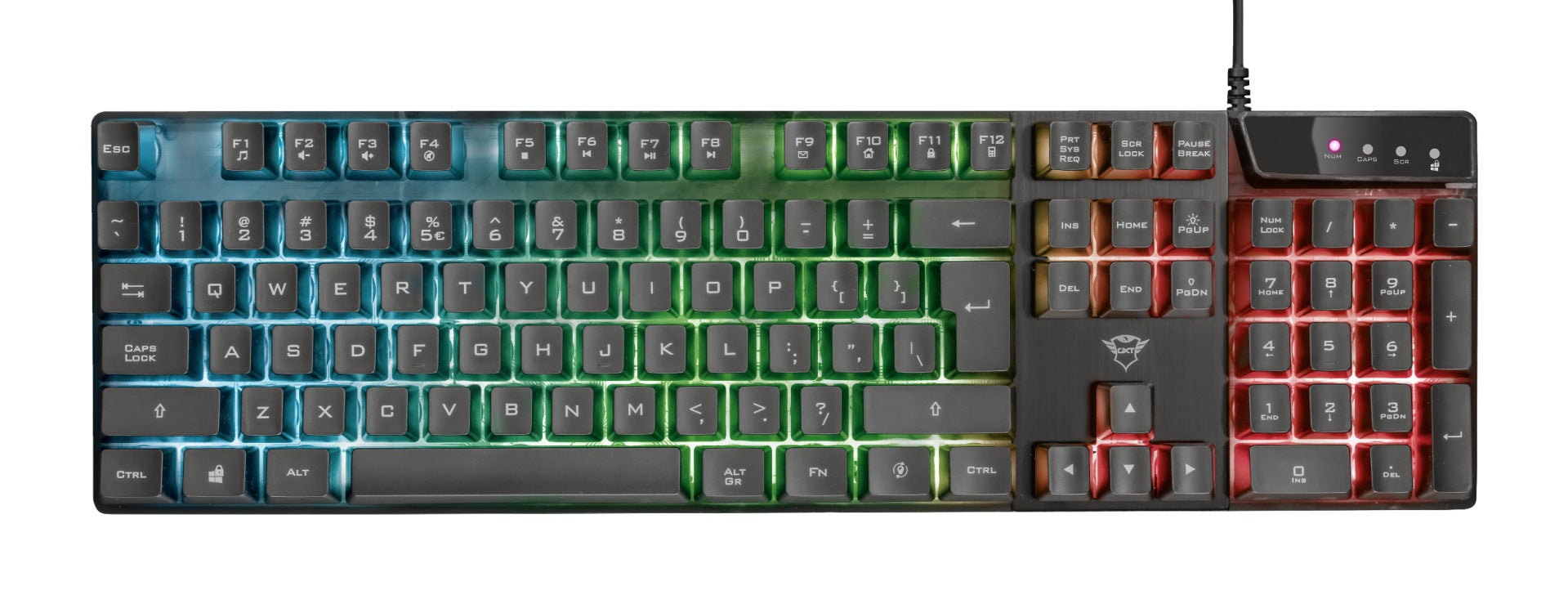 TASTATURA TRUST- gaming, "GXT 835 Azor", cu fir, 104 taste, format standard , USB, negru, "TR-23651"