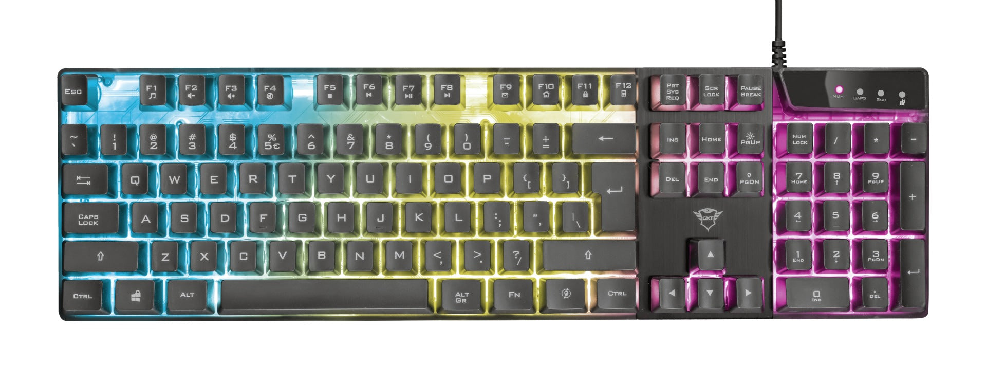 TASTATURA TRUST- gaming, "GXT 835 Azor", cu fir, 104 taste, format standard , USB, negru, "TR-23651"