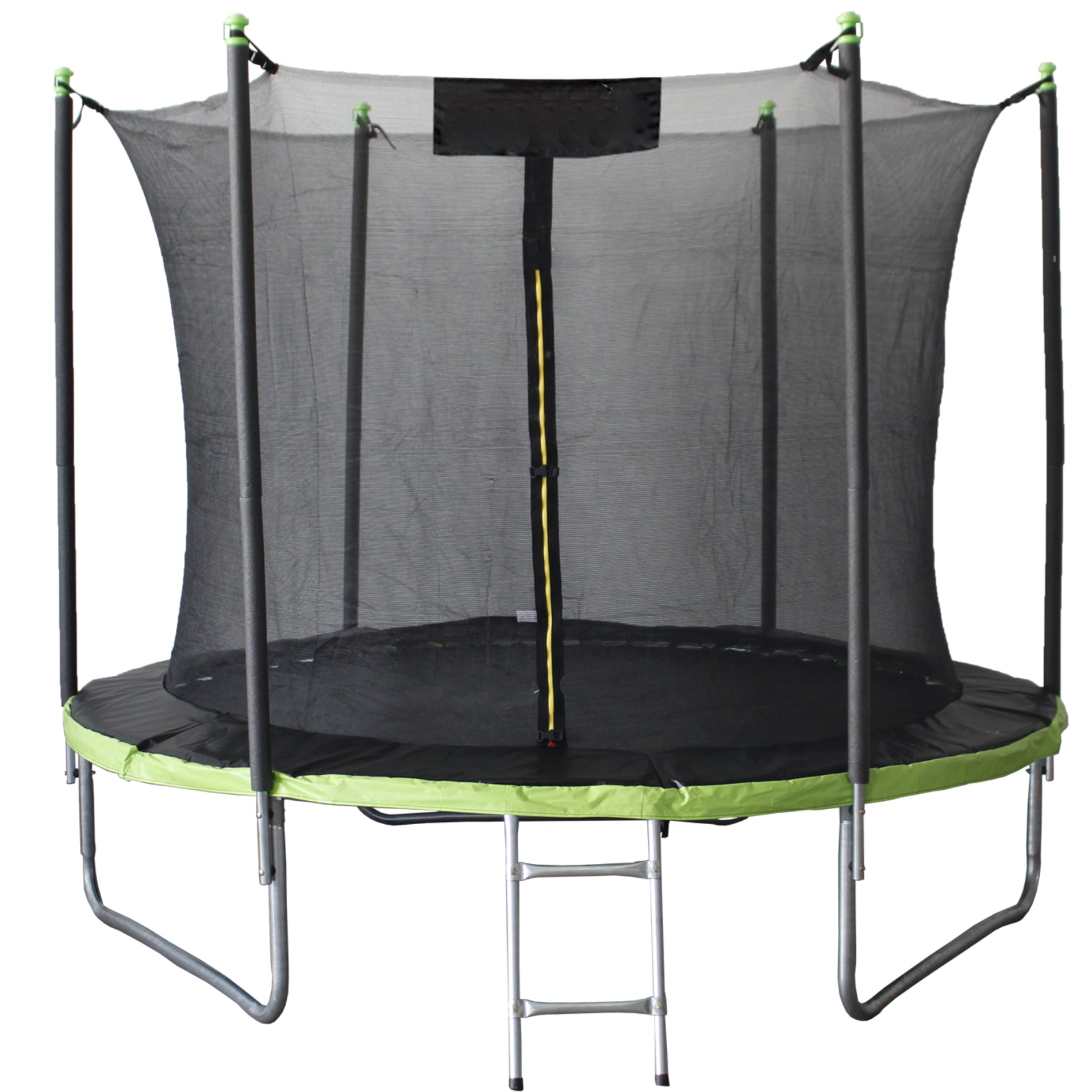 Trambulina gradina 312 cm cu scara si plasa interioara, maxim 150 kg, verde