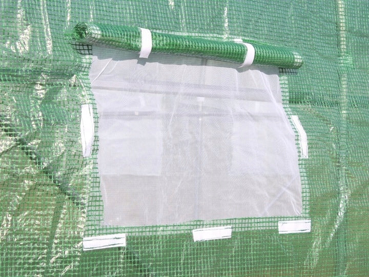 Folie armata pentru sera gradina 400x250 cm, verde, PE 140g/m², UV4, cu ferestre si usa cu fermoar