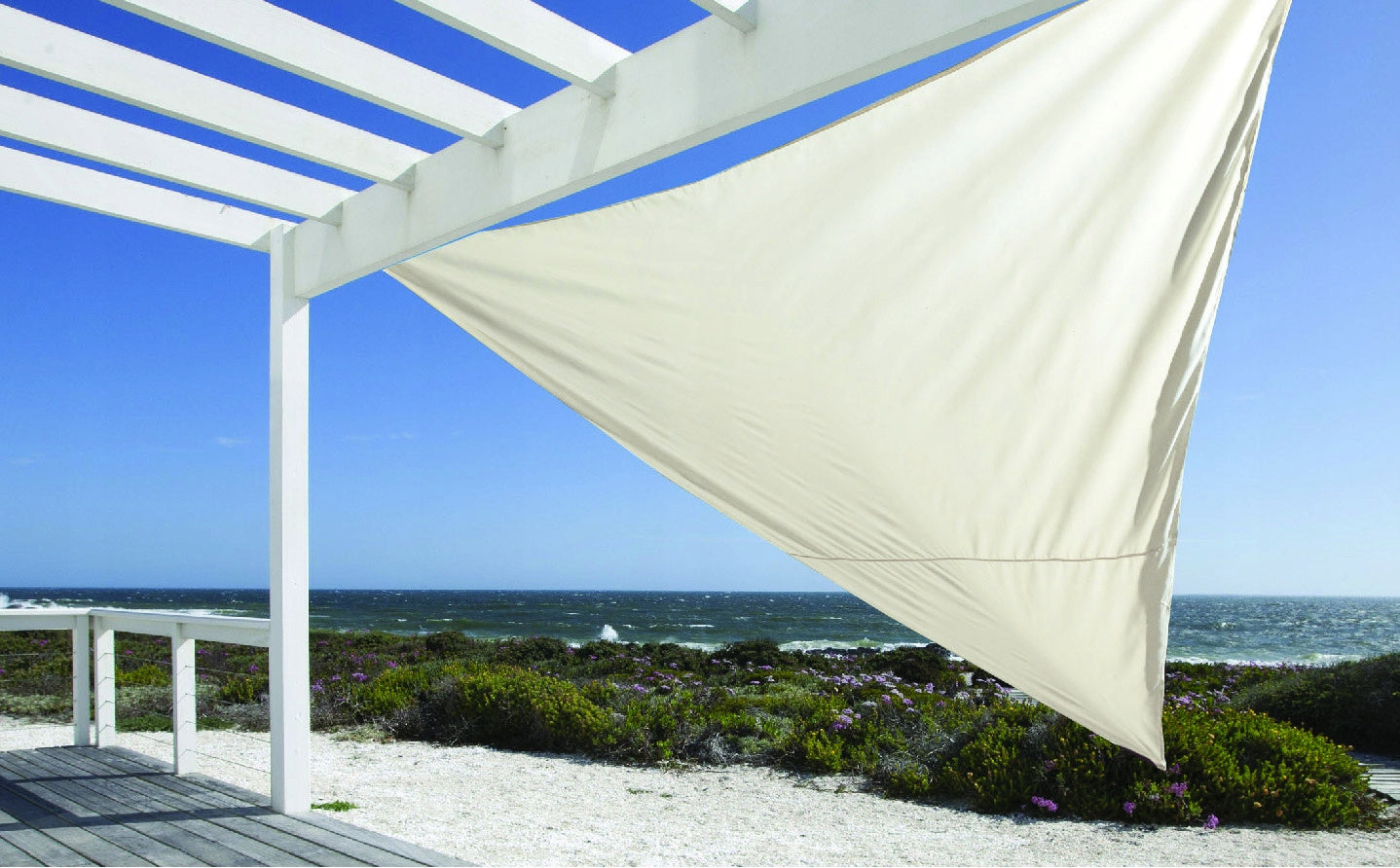 Copertina prelata de soare, triunghiulara, impermeabila, cu protectie UV, 360x360x360 cm, bej