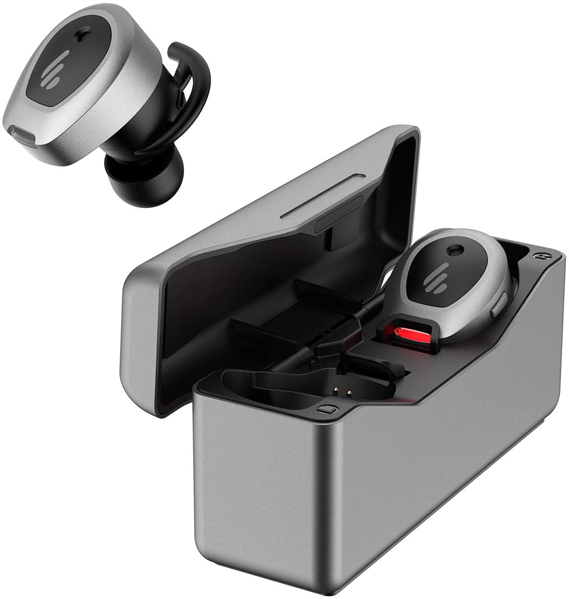 CASTI Edifier, wireless, intraauriculare - butoni, pt smartphone, microfon pe casca, conectare prin Bluetooth 5.0, gri, "TWSNB-MG", (timbru verde 0.18 lei)