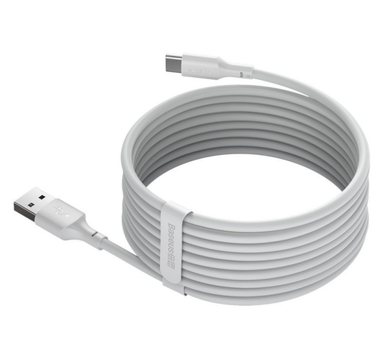 CABLU alimentare si date Baseus Simple Wisdom, Fast Charging Data Cable pt. smartphone, USB la USB Type-C 5A (2buc/set), 1.5m, alb "TZCATZJ-02" - 6953156230309