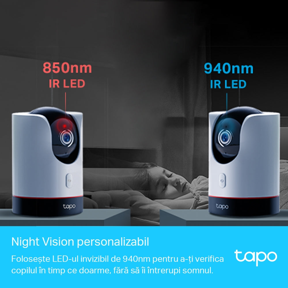 CAMERA IP TP-LINK, cube, pt. interior, dist. IR 9 m, 2K QHD (2560 × 1440 px), microfon, carcasa plastic, slot SD card, "Tapo C225"