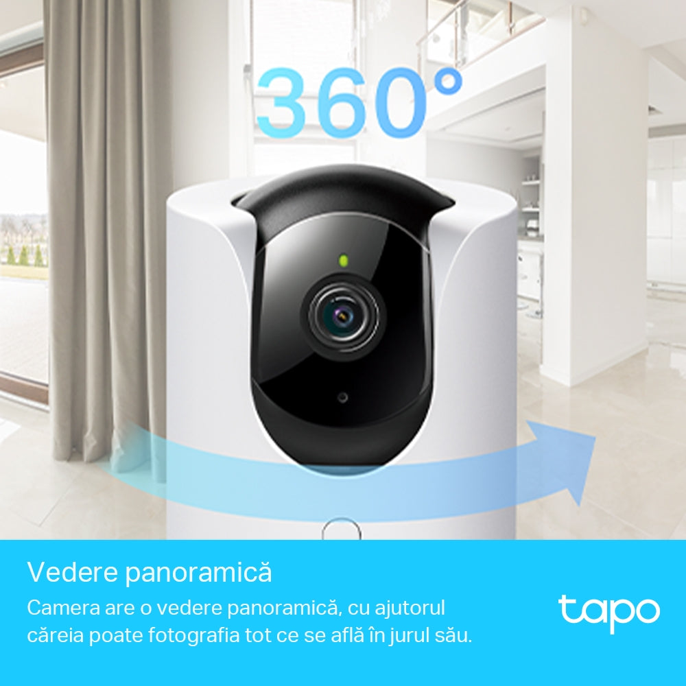 CAMERA IP TP-LINK, cube, pt. interior, dist. IR 9 m, 2K QHD (2560 × 1440 px), microfon, carcasa plastic, slot SD card, "Tapo C225"