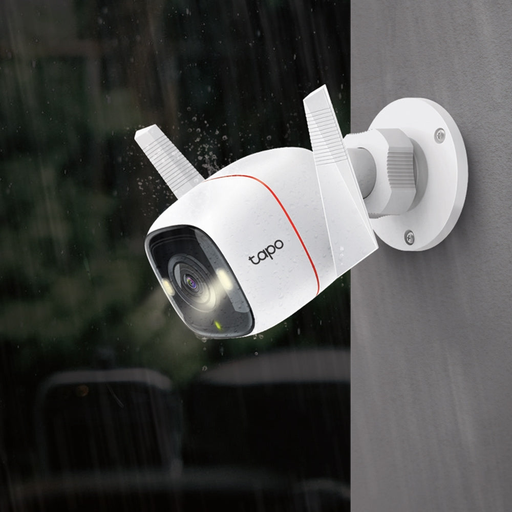 CAMERA IP Exterior TP-LINK , 2K QHD 2560x1440, IP66, dist. IR 30 m, tip lentila fixa 4 mm, 4 Mpx, RJ-45 + wireless, microfon, carcasa plastic, slot SD card da, "Tapo C320WS"