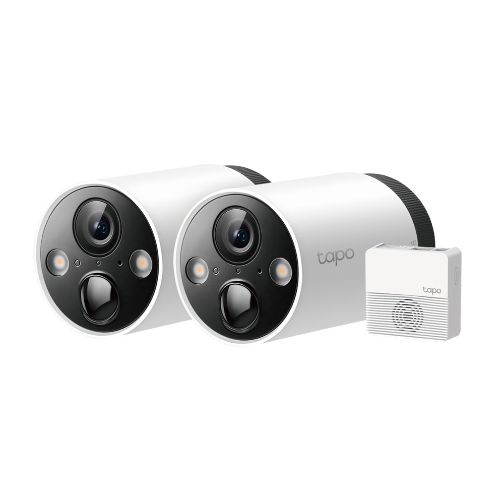 CAMERA IP Exterior TP-LINK, Set 2 buc + HUB, IP66, dist. IR 15 m, tip lentila fixa 3.15 mm, 3 Mpx rezolutie 2K, RJ-45 + wireless, mic, plastic, slot SD card, "Tapo C420S2"