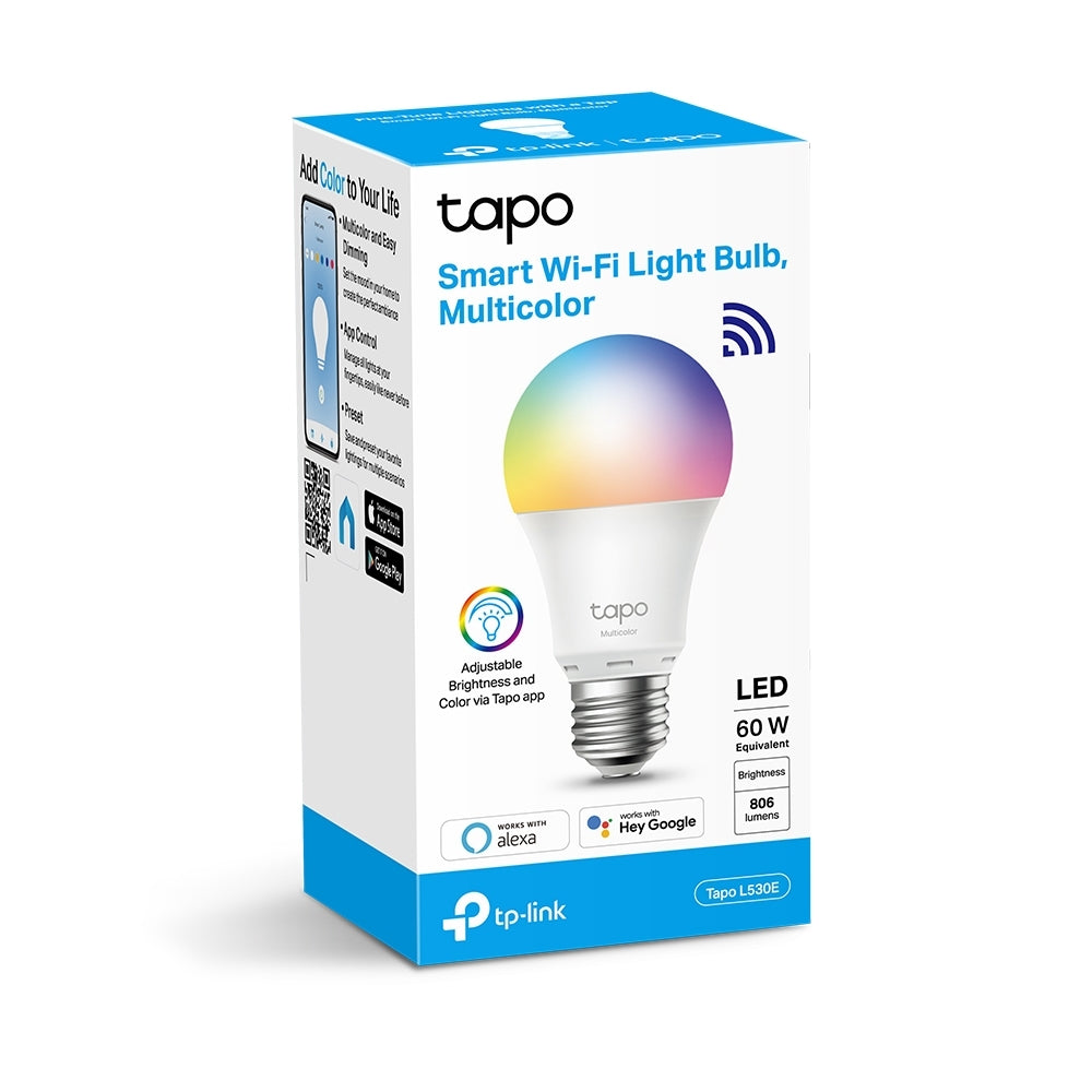 BEC LED wireless TP-LINK, 800lm, 8.7W, E27, intensitate reglabila, ctl prin smartph.cu apl.Tapo, ajustare auto a luminii in fct. de mom zilei-diferite culori "Tapo L530E" ( timbru verde 0.60 lei)