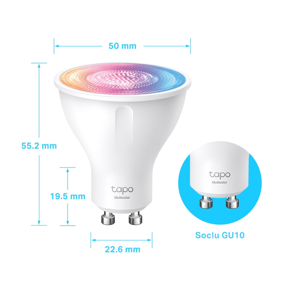 BEC LED wireless TP-LINK, 350lm, 2.9W, fasung GU10, temp culoare 2200K - 6500K,ctr prin smartph.cu apl.Tapo, ajustare auto a luminii in fct. de mom zilei "Tapo L630" (include timbru verde 0.60 lei)