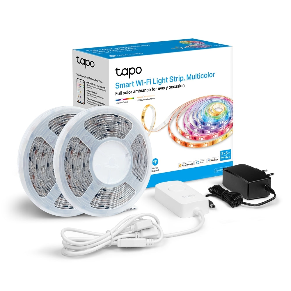 BANDA LED TP-Link Multicolora cu zone de culoare si LED-uri albe, Wi-Fi 2.4 Ghz incorporat,consum 24W/buc, banda 2x5m, ctr prin aplicatia Tapo, comenzi vocale "Tapo L930-10"