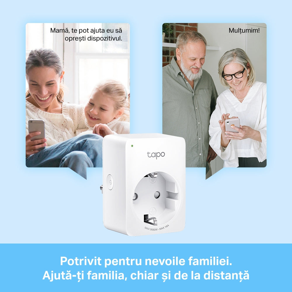 PRIZA inteligenta TP-LINK, Schuko x 1, cu monitorizarea energiei, conectare prin Schuko (T), 16 A, programare prin smartphone, Bluetooth, WiFi, alb "Tapo P110"
