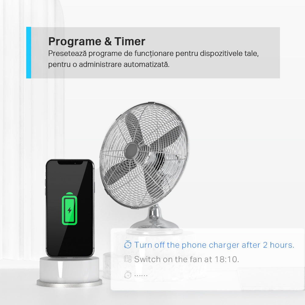 PRELUNGITOR inteligent TP-LINK, Schukox3, USB x 2, USB Type-C x 1, lung cablu 1.5m,monitorizarea energiei, conec Schuko (T), 10 A,prog prin smartph, BT, WiFi, alb "Tapo P300"