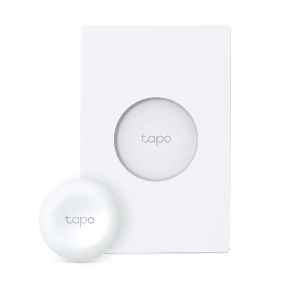 INTRERUPATOR inteligent TP-LINK, necesita hub Tapo H100 pentru functionare, 1 comutator, programare prin smartphone aplicatia Tapo, 1 x baterie CR2032, WiFi, alb "Tapo S200D"