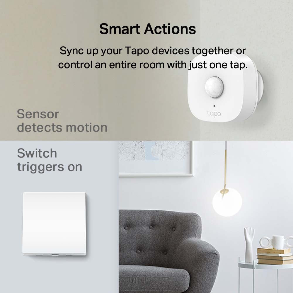 INTRERUPATOR inteligent TP-LINK, necesita hub Tapo H100 pentru functionare, programare prin smartphone aplicatia Tapo, 2 x baterii AAA, WiFi, alb "Tapo S210"