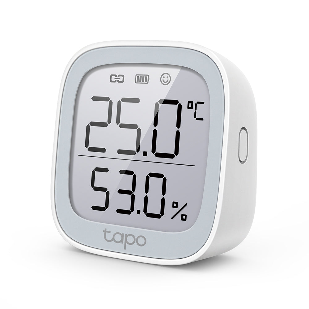 SENZOR SMART de temp si umiditate TP-LINK, necesita hub Tapo H100 ptr functionare,programare prin smartph aplic Tapo,display 2.7" E-ink, 2xbaterii AAA,WiFi, alb "Tapo T315"