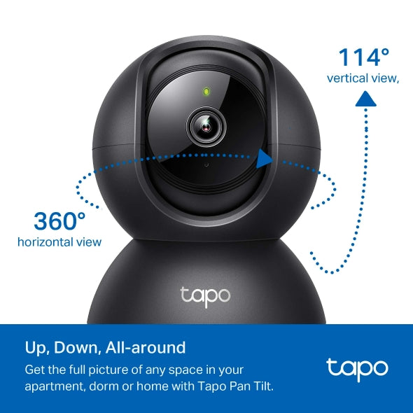 CAMERA IP TP-LINK, wireless, cube, pt. interior, dist. IR 9 m, tip lentila fixa 4 mm, 2 Mpx, microfon, carcasa plastic, slot SD card, negru "Tapo C201"