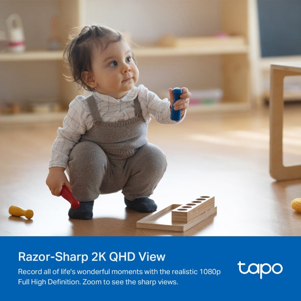 CAMERA IP TP-LINK, cube, pt. interior, wireless + 1×10/100 Mbps RJ45, dist. IR 12 m, rotatie 360 grade, 4 MP, 2K QHD (2560 × 1440 MP), microfon, carcasa plastic, slot SD card, "Tapo C222"
