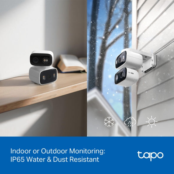 CAMERA IP TP-LINK, wireless, doua lentile, cube, pt. interior/exterior, dist. IR 12 m, tip lentila fixa 6 mm, 2304 × 1296 px, microfon, carcasa plastic, slot SD card, "Tapo C246D"