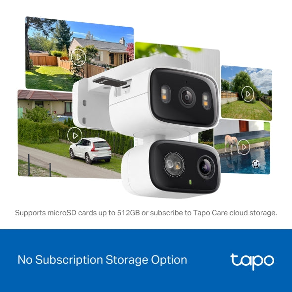 CAMERA IP TP-LINK, wireless, doua lentile, cube, pt. interior/exterior, dist. IR 12 m, tip lentila fixa 6 mm, 2304 × 1296 px, microfon, carcasa plastic, slot SD card, "Tapo C246D"