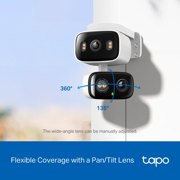 CAMERA IP TP-LINK, wireless, doua lentile, cube, pt. interior/exterior, dist. IR 12 m, tip lentila fixa 6 mm, 2304 × 1296 px, microfon, carcasa plastic, slot SD card, "Tapo C246D"
