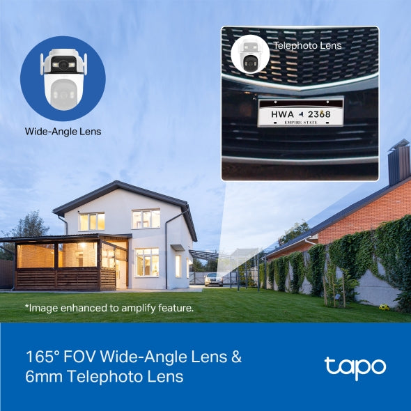 CAMERA IP TP-LINK, wireless, cube, pt. exterior, obiectiv dual si functie pan/tilt, dist. IR 9 m, tip lentila fixa 4 mm, 2 x 2K 3 Mpx, microfon, carcasa metalica, slot SD card, "Tapo C545D"