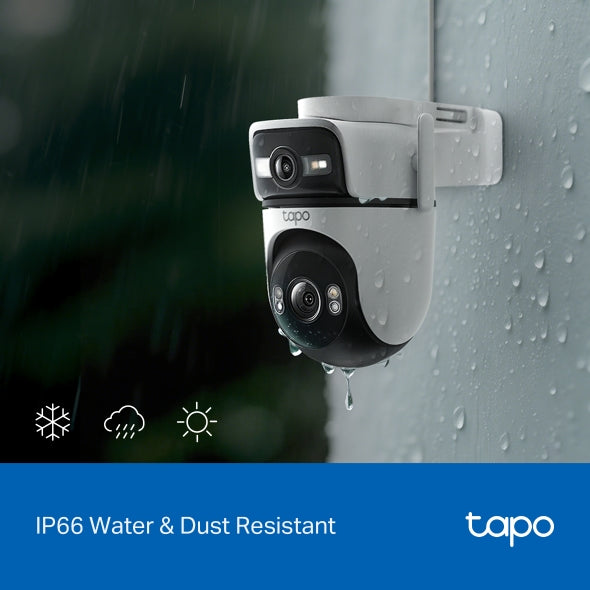 CAMERA IP TP-LINK, wireless, cube, pt. exterior, obiectiv dual si functie pan/tilt, dist. IR 9 m, tip lentila fixa 4 mm, 2 x 2K 3 Mpx, microfon, carcasa metalica, slot SD card, "Tapo C545D"