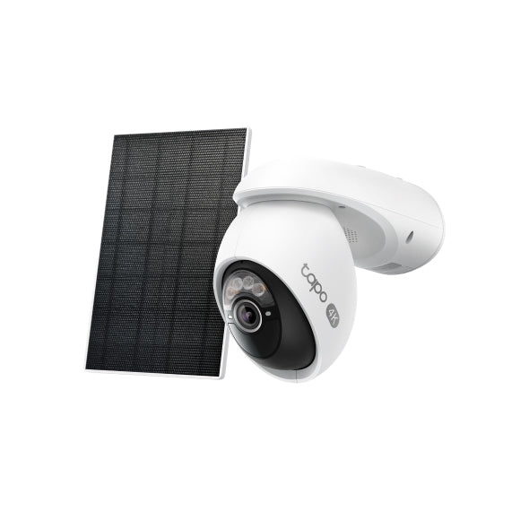 CAMERA IP TP-LINK + PANOU SOLAR, wireless, turret, pt.exterior, dist. IR 9 m, tip lentila fixa 4 mm, 4K 8MP (3840 × 2160 px), microfon, carcasa plastic, slot SD card, "Tapo C660 KIT"