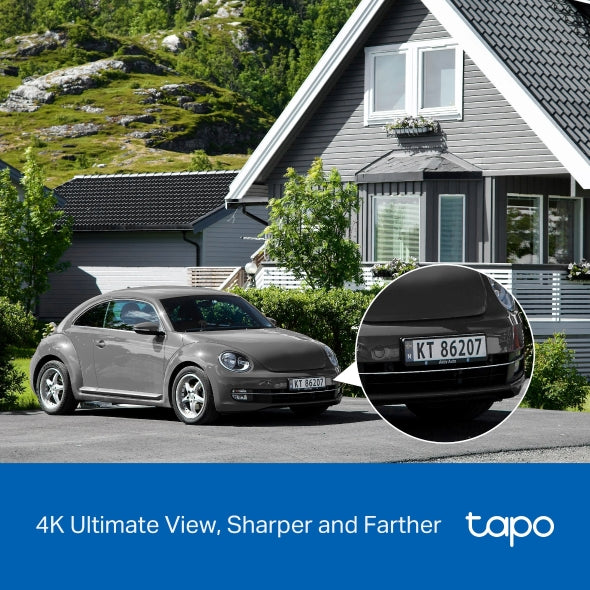 CAMERA IP TP-LINK + PANOU SOLAR, wireless, turret, pt.exterior, dist. IR 9 m, tip lentila fixa 4 mm, 4K 8MP (3840 × 2160 px), microfon, carcasa plastic, slot SD card, "Tapo C660 KIT"