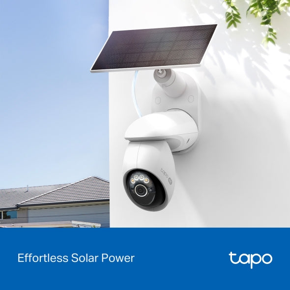 CAMERA IP TP-LINK + PANOU SOLAR, wireless, turret, pt.exterior, dist. IR 9 m, tip lentila fixa 4 mm, 4K 8MP (3840 × 2160 px), microfon, carcasa plastic, slot SD card, "Tapo C660 KIT"