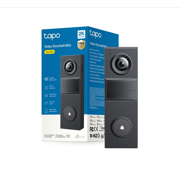 SONERIE VIDEO Smart TP-LINK, rezolutie 2K, 3 Mpix, night vision color, alarma antifurt, IP66, acumulator 5200mAh "Tapo D205"