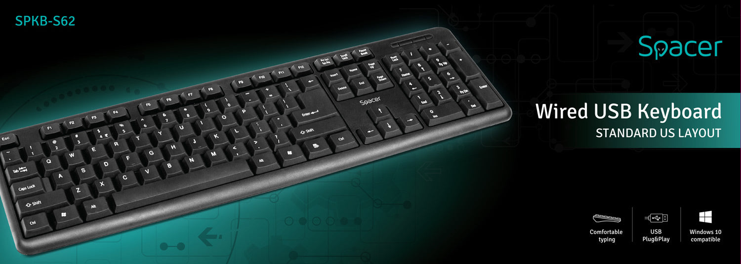 TASTATURA SPACER USB, 104 taste, anti-spill, black, "SPKB-S62"/45505855