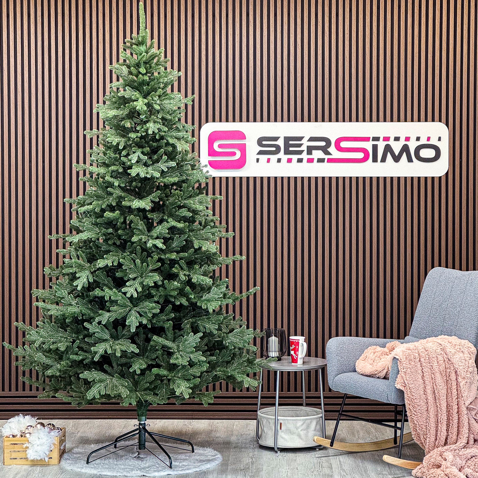 Brad artificial Christmas Deluxe by Sersimo, Viena verde, 3D, 250cm
