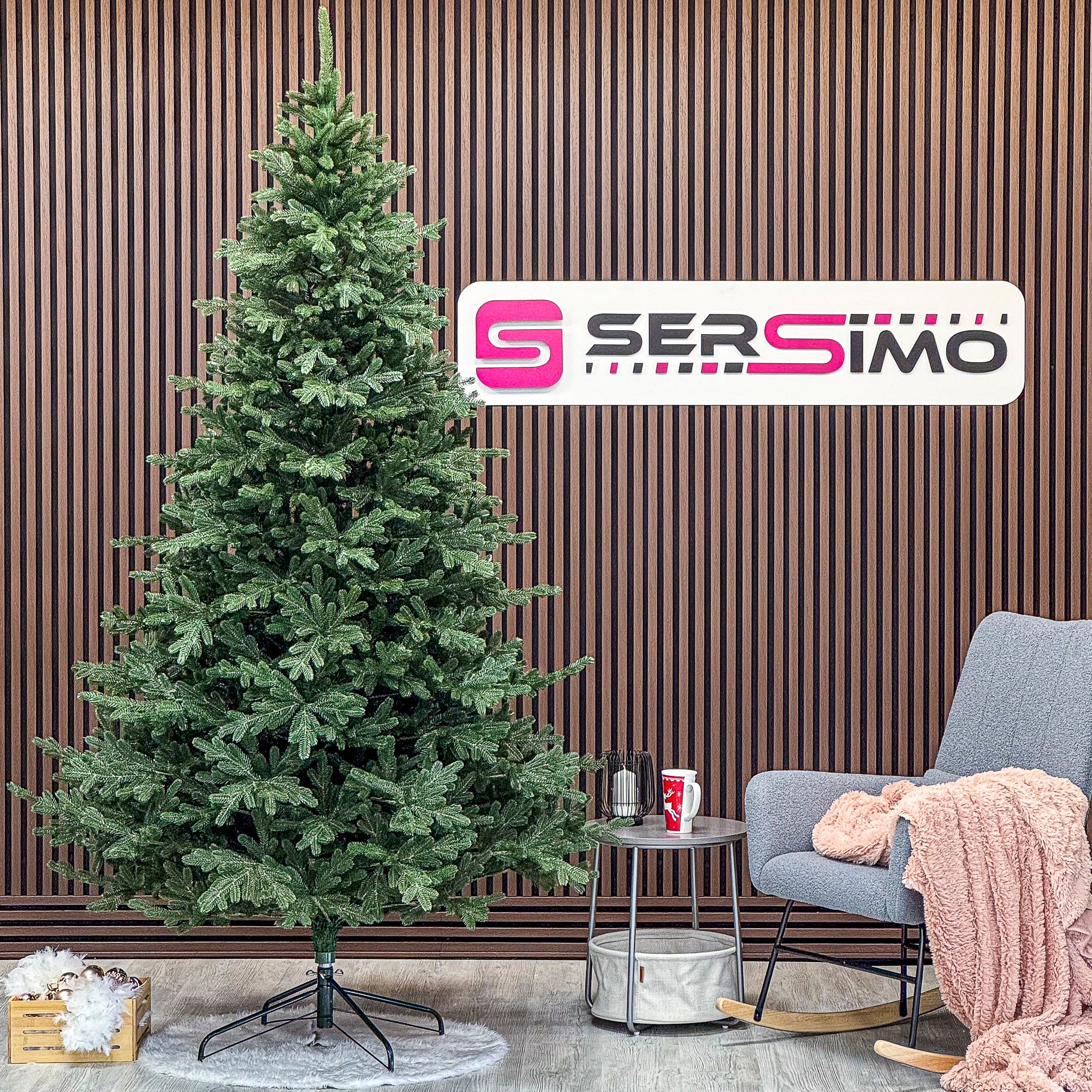 Brad artificial Christmas Deluxe by Sersimo, Viena verde, 3D, 250cm