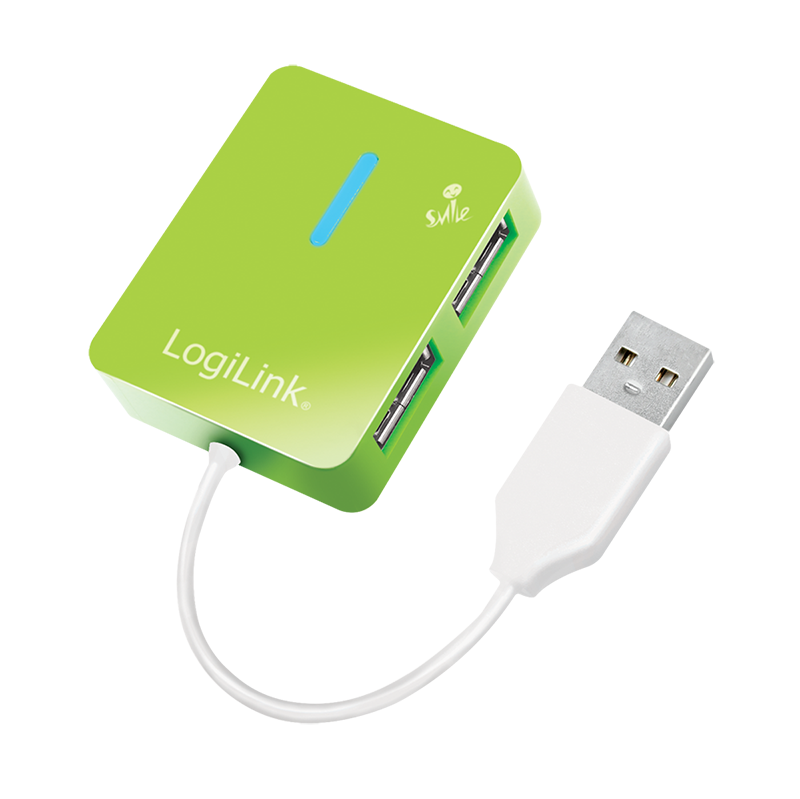 HUB extern Logilink, porturi USB: USB 2.0 x 4, conectare prin USB 2.0, Smile, verde, 