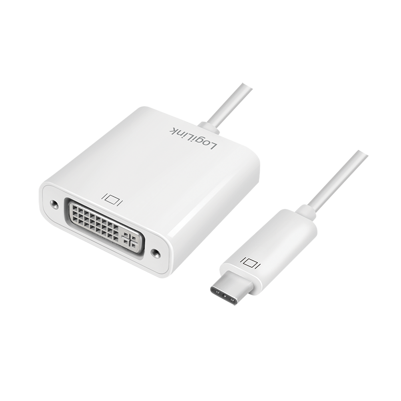 ADAPTOR video LOGILINK, adaptor USB-C (T) la DVI-I DL (M) 24+5pin, 0.15m, conectori nichelati, rezolutie maxima Full HD (1920 x 1200), plastic, dublu ecranaj, alb, "UA0245A"