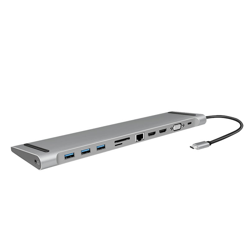 DOCKING Station LOGILINK universal, conectare PC USB TYPE-C 3.2, USB 3.0 x 3, porturi video VGA x 1, HDMI x 2, RJ-45, card reader, PD 3.0 pana la 100W, argintiu, "UA0373"