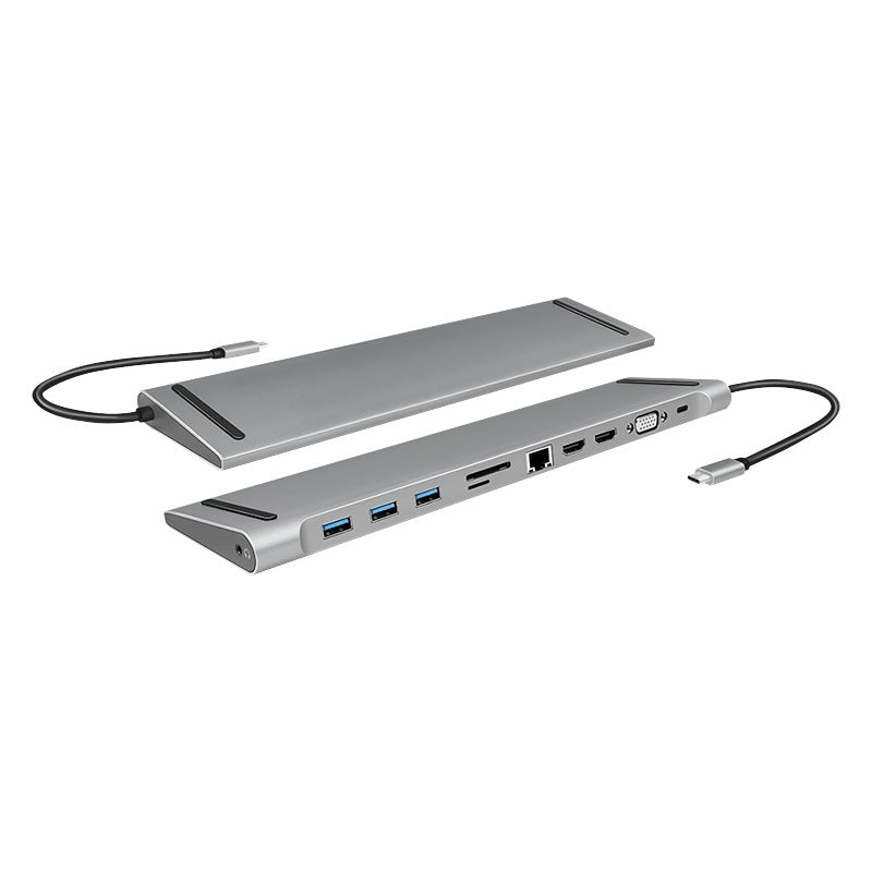 DOCKING Station LOGILINK universal, conectare PC USB TYPE-C 3.2, USB 3.0 x 3, porturi video VGA x 1, HDMI x 2, RJ-45, card reader, PD 3.0 pana la 100W, argintiu, "UA0373"