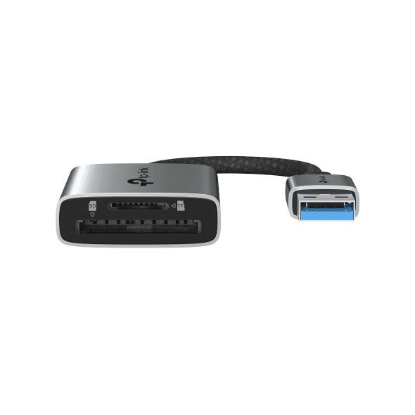 CARD READER extern TP-Link, interfata USB 3.0, citeste/scrie: SD si microSD, suporta carduri maxim 1 TB, lungime cablu 15 cm, metalic, gri "UA430"