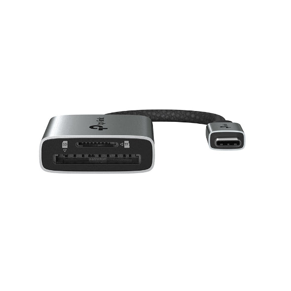 CARD READER extern TP-Link, interfata USB Type-C, citeste/scrie: SD si microSD, suporta carduri maxim 1 TB, lungime cablu 15 cm, metalic, gri "UA440C"