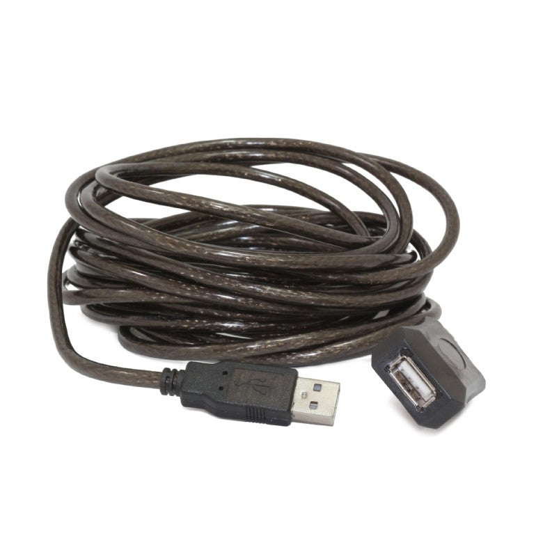 CABLU USB GEMBIRD prelungitor, USB 2.0 (T) la USB 2.0 (M), 10m, activ (permite folosirea unui cablu USB lung), black "UAE-01-10M"