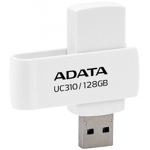 MEMORIE USB 3.2 ADATA 128 GB, protectie slide laterala, carcasa plastic, alb, "UC310-128G-RWH"