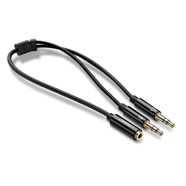 CABLU audio Ugreen, "AV140" stereo 2 x 3.5 mm jack (T) la 3.5 mm jack (M), 0.20 m, conectori auriti, negru "20898" - 6957303828982