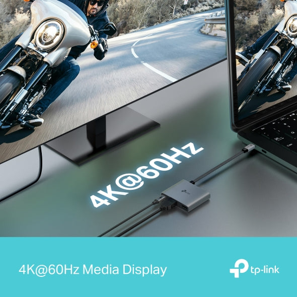 DOCKING STATION TP-Link, USB 3.0 x 1, USB Type-C PD x 1, HDMI x 1 , conectare prin USB Type-C,lungime cablu 18 cm, gri, "UH3020C"