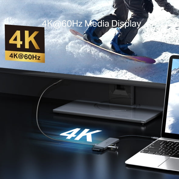 DOCKING STATION TP-Link, porturi USB: USB 3.0x2 + USB-C PDx1, USB-C x 1, 1 x HDMI, Card Reader x 1, conectare prin USB Type-C,lungime cablu 10 cm, gri, "UH7020C"