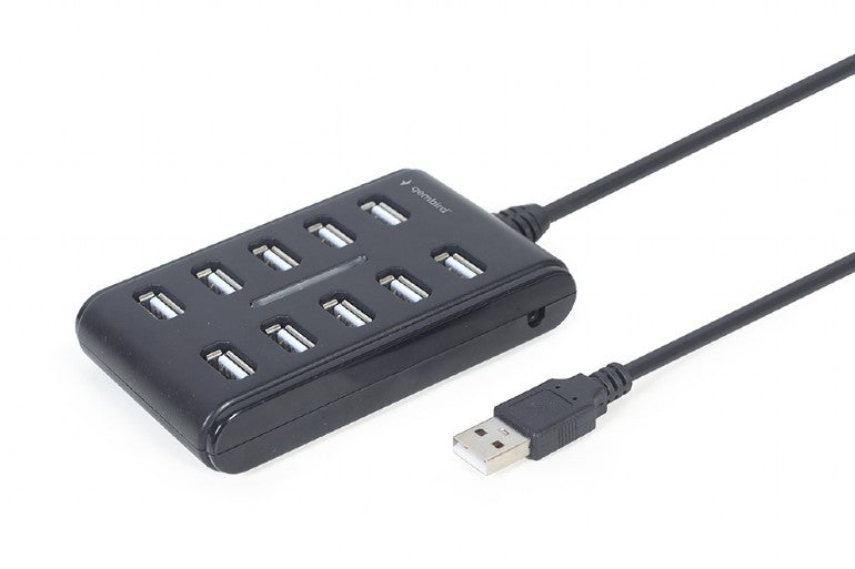 HUB extern GEMBIRD, porturi USB: USB 2.0 x 10, conectare prin USB , cablu 0.8 m, negru, "UHB-U2P10P-01" - 8716309124638