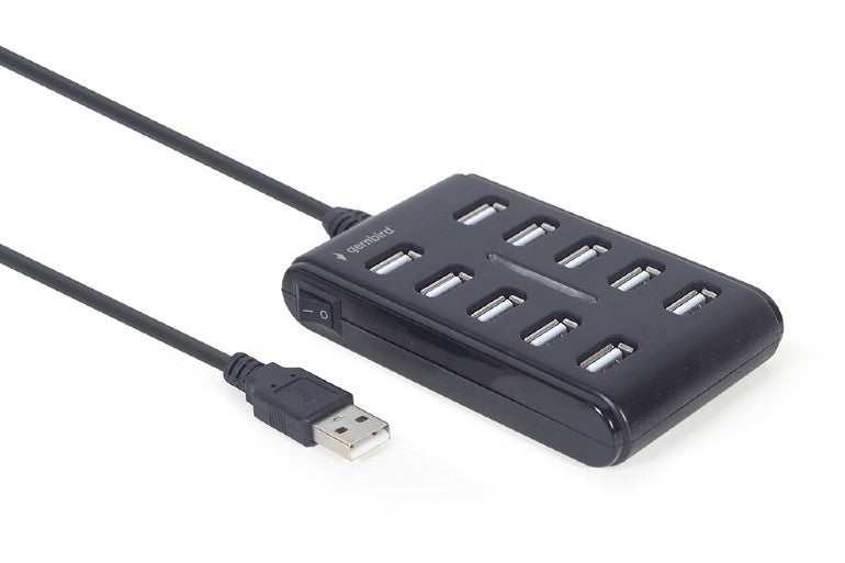 HUB extern GEMBIRD, porturi USB: USB 2.0 x 10, conectare prin USB , cablu 0.8 m, negru, "UHB-U2P10P-01" - 8716309124638