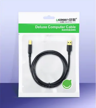 CABLU USB Ugreen pt. imprimanta, "US135" USB 2.0 (T) la USB 2.0 Type-B (T), 1.5m, conectori auriti, negru, "10350" - 6957303813506