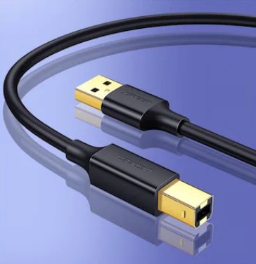 CABLU USB Ugreen pt. imprimanta, "US135" USB 2.0 (T) la USB 2.0 Type-B (T), 1m, conectori auriti, negru, "20846" - 6957303828463