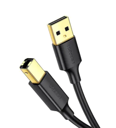 CABLU USB Ugreen pt. imprimanta, "US135" USB 2.0 (T) la USB 2.0 Type-B (T), 1m, conectori auriti, negru, "20846" - 6957303828463