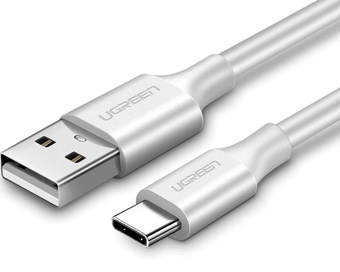 CABLU alimentare si date Ugreen, "US287", Fast Charging Data Cable pt. smartphone, USB la USB Type-C 3A, nickel plating, PVC, 2m, alb "60123" - 6957303861231